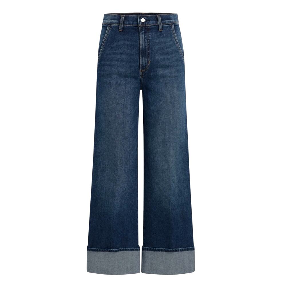 Joe's Jeans The Trixie High Rise Wide Leg Cuffed Trouser Jean Indigo Sz 27 Chic